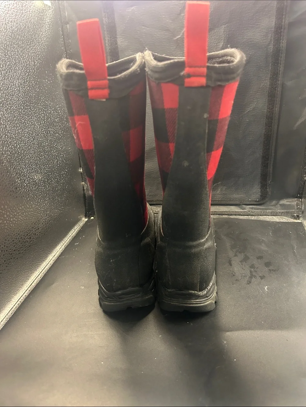 Muck Boot Co. Kids' Red & Black Buffalo Plaid Waterproof Rain Boots